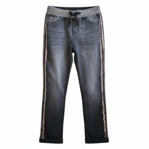 WONDER NATION Black Sequined Accent Jeans Girls Size 10-12